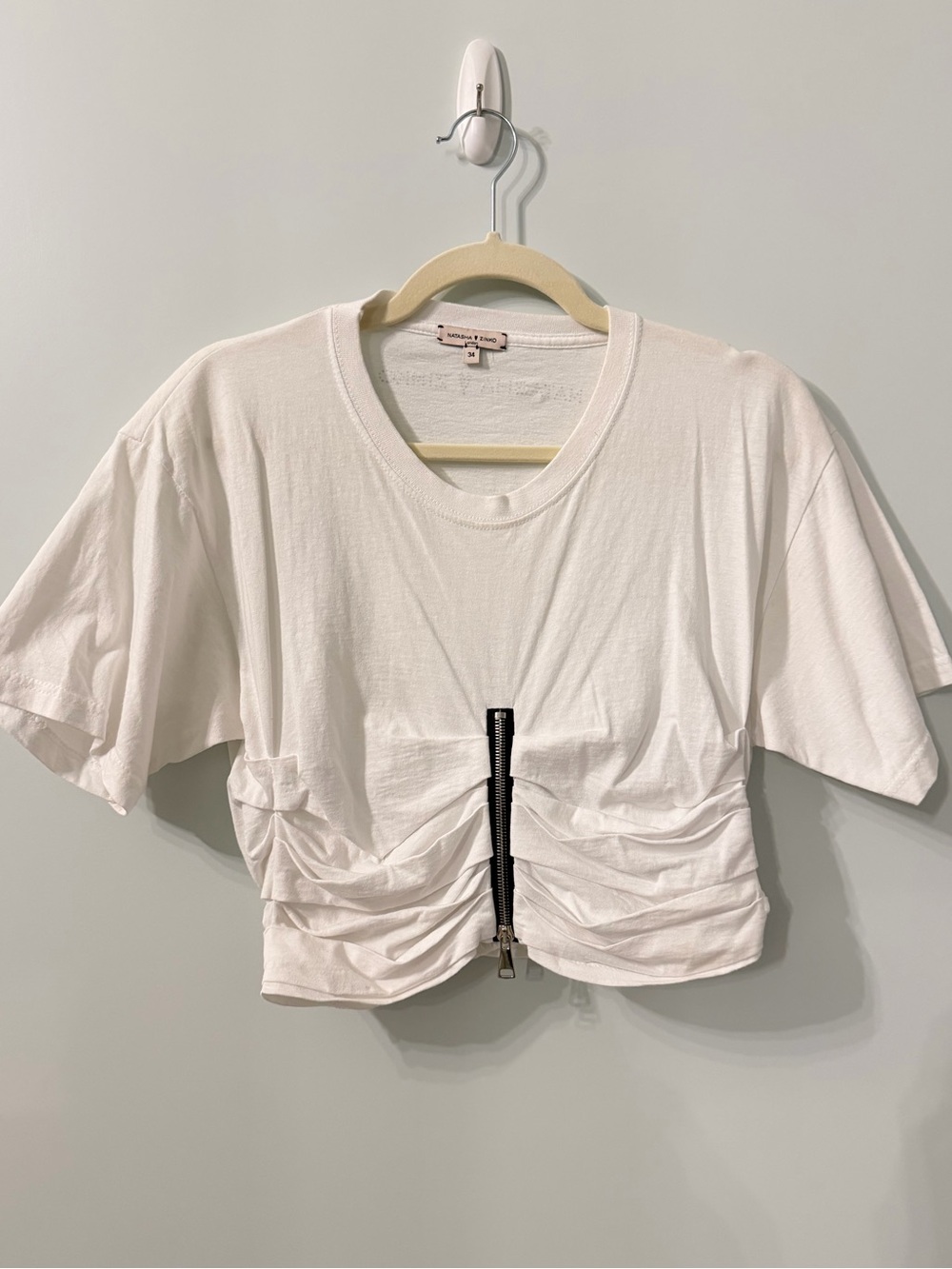 Natasha Zinko Cropped Short Sleeve White Tshirt
